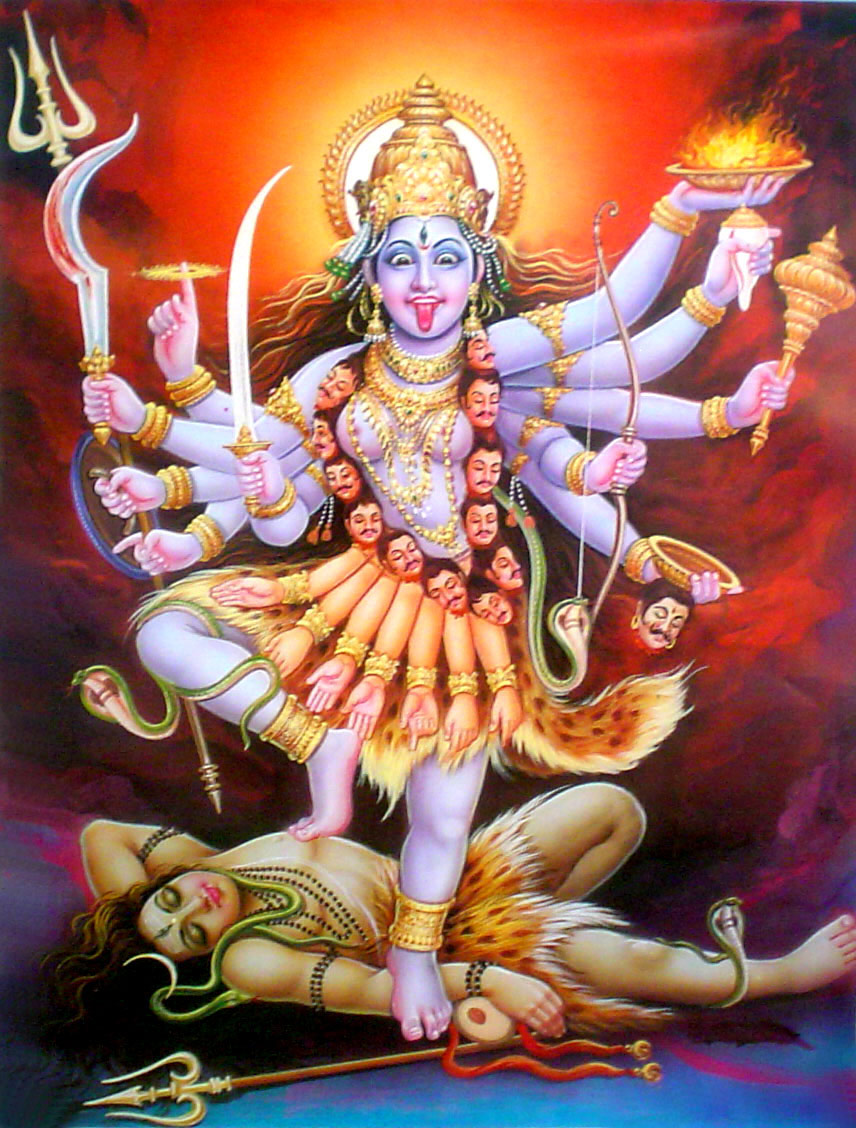 Кали, танцующую на теле Шивы, и это изображение наиболее часто используется...